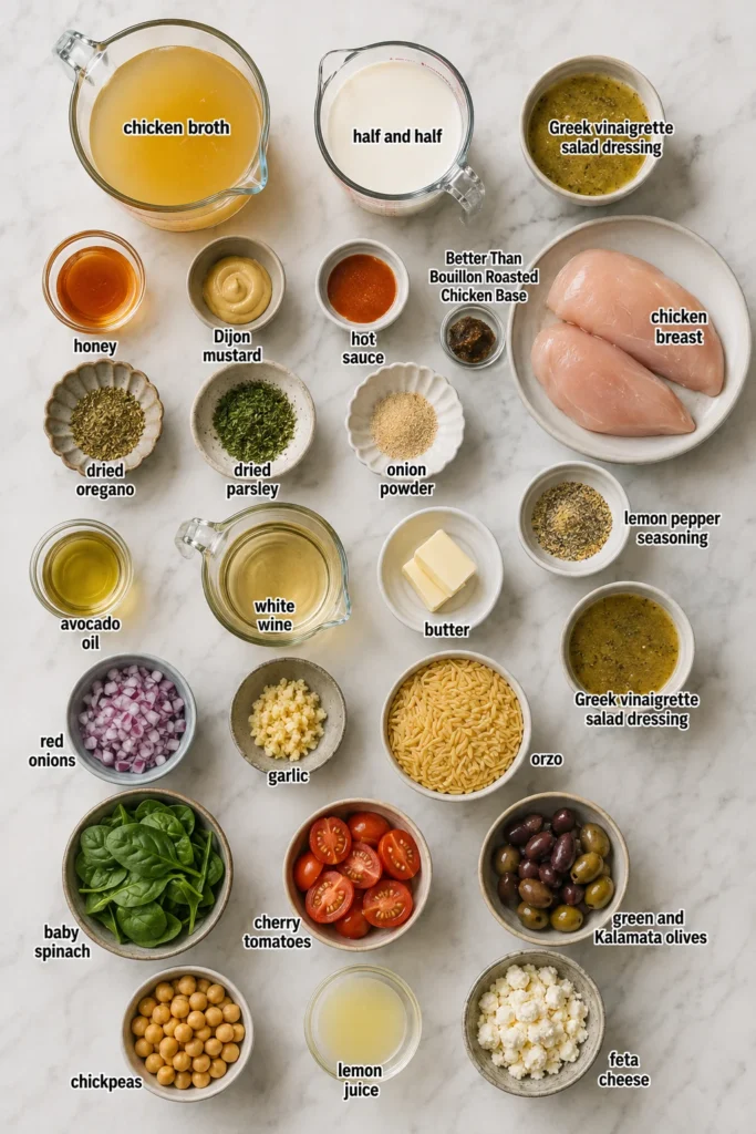 One Pot Greek Chicken Orzo