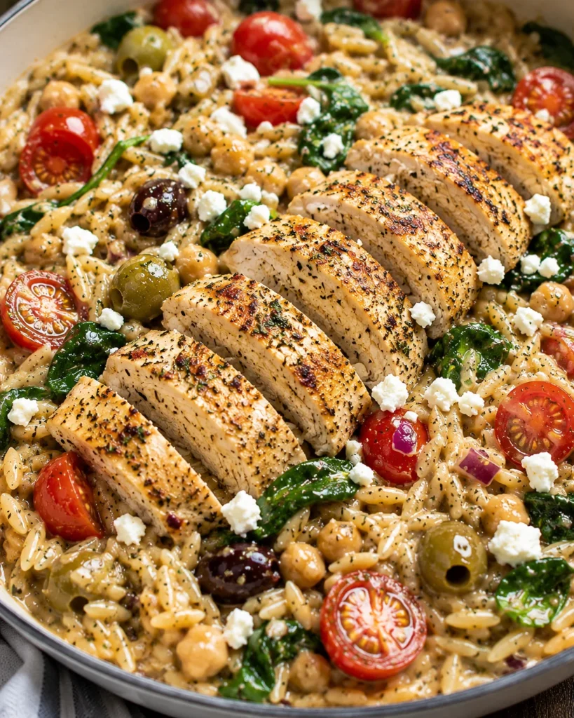 One Pot Greek Chicken Orzo