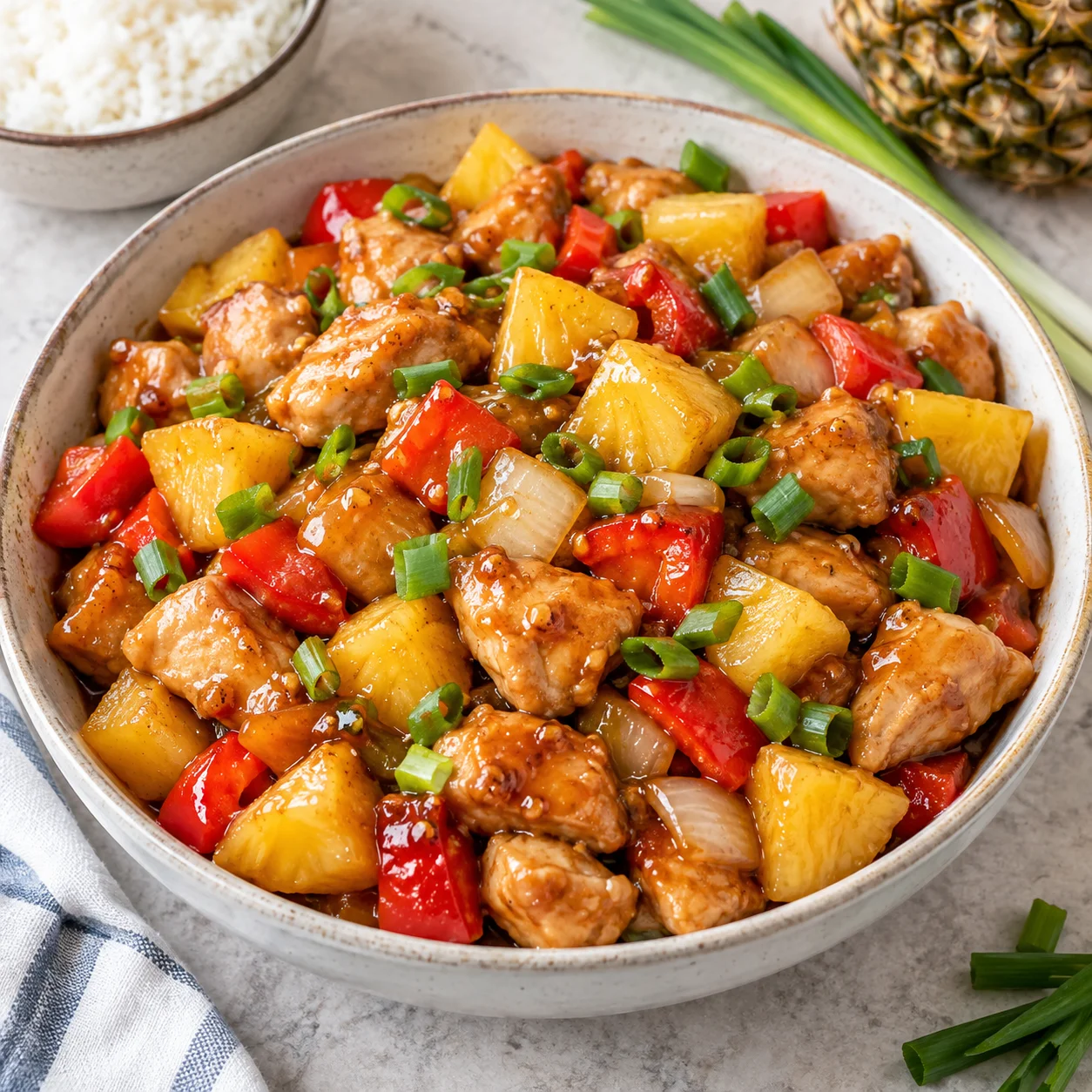 Glossy Pineapple Chicken Stir Fry
