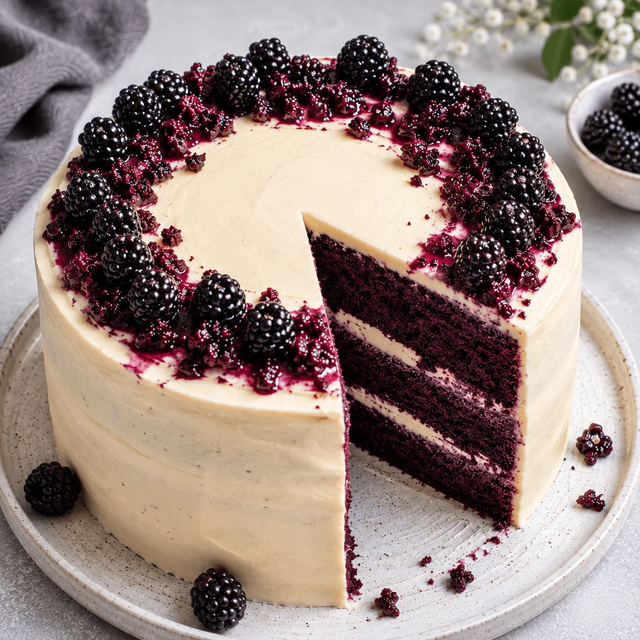 Moist Blackberry Velvet Cake