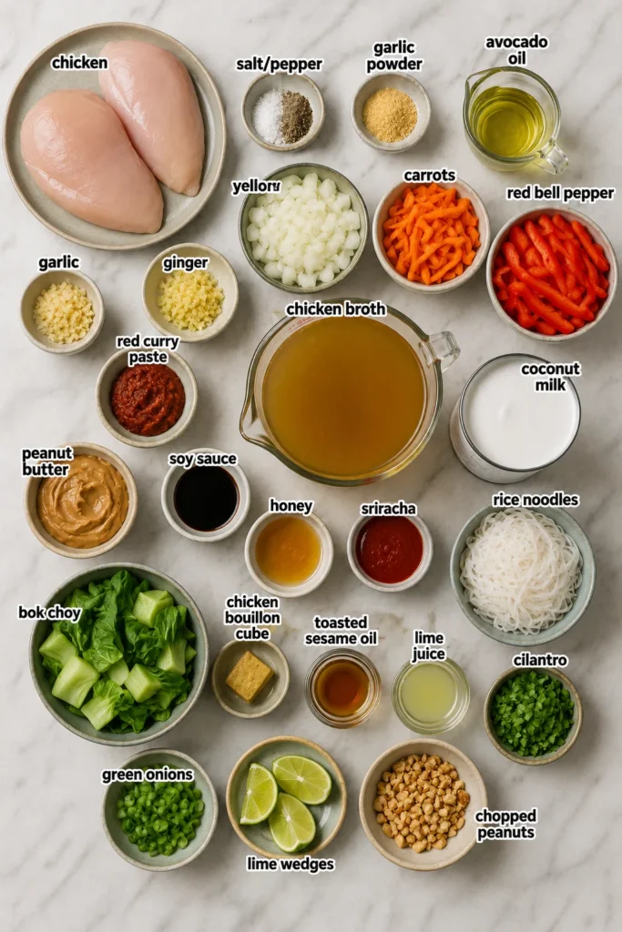 Creamy Thai Chicken Soup with Rice Noodles