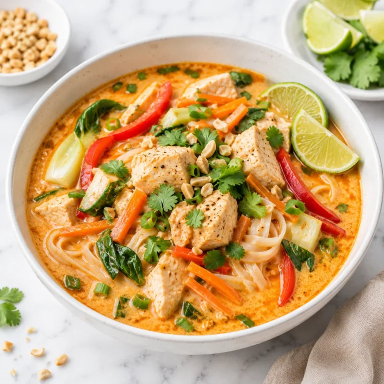 Creamy Thai Chicken Soup with Rice Noodles