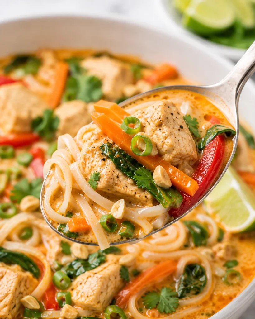 Creamy Thai Chicken Soup with Rice Noodles