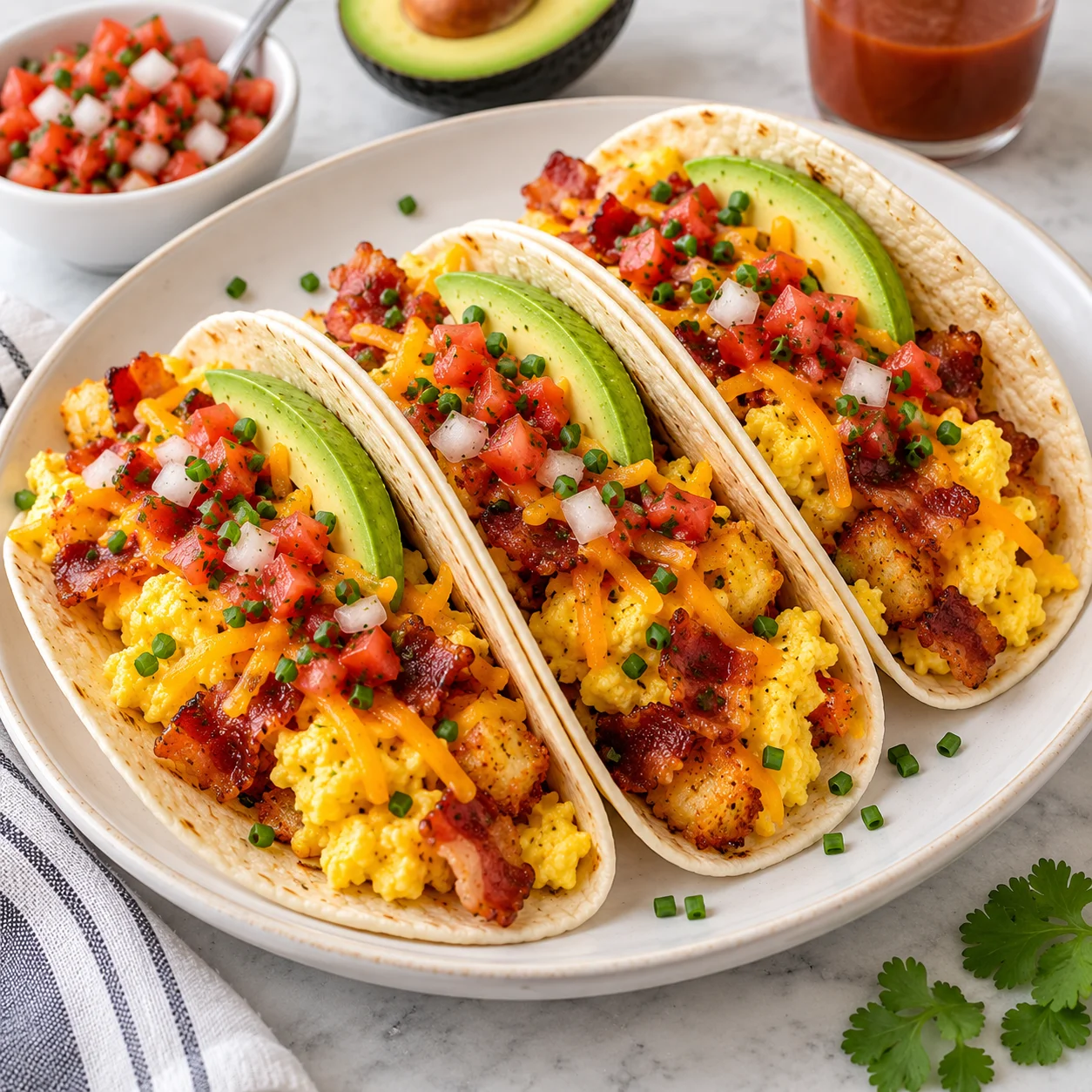 Crispy Bacon Breakfast Tacos