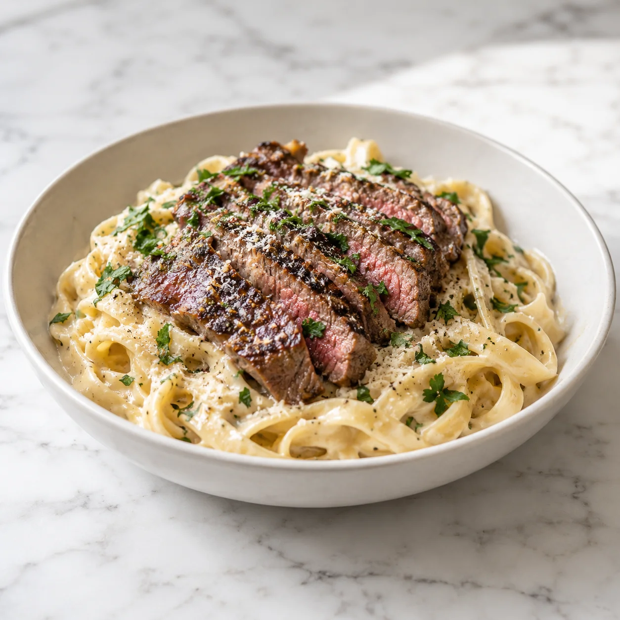 Creamy Steak Fettuccine Alfredo