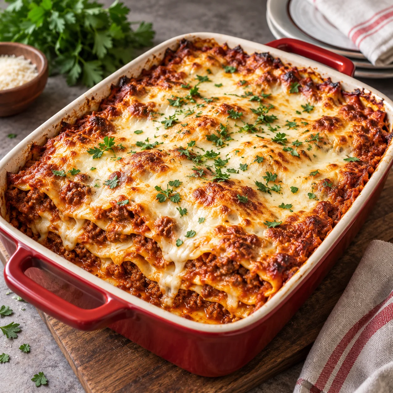 Cheesy Beef Lasagna Without Ricotta