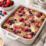 Creamy Triple Berry Baked Oatmeal (Gluten Free)