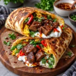 Crispy Beef Flatbread Wrap with Burrata Cream