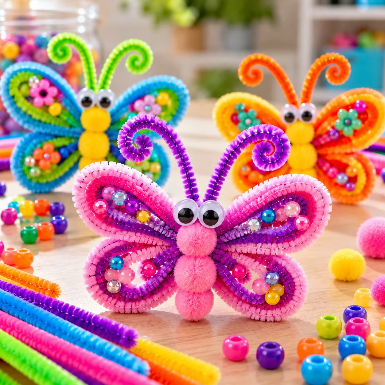 Colorful pipe cleaner crafts for kids