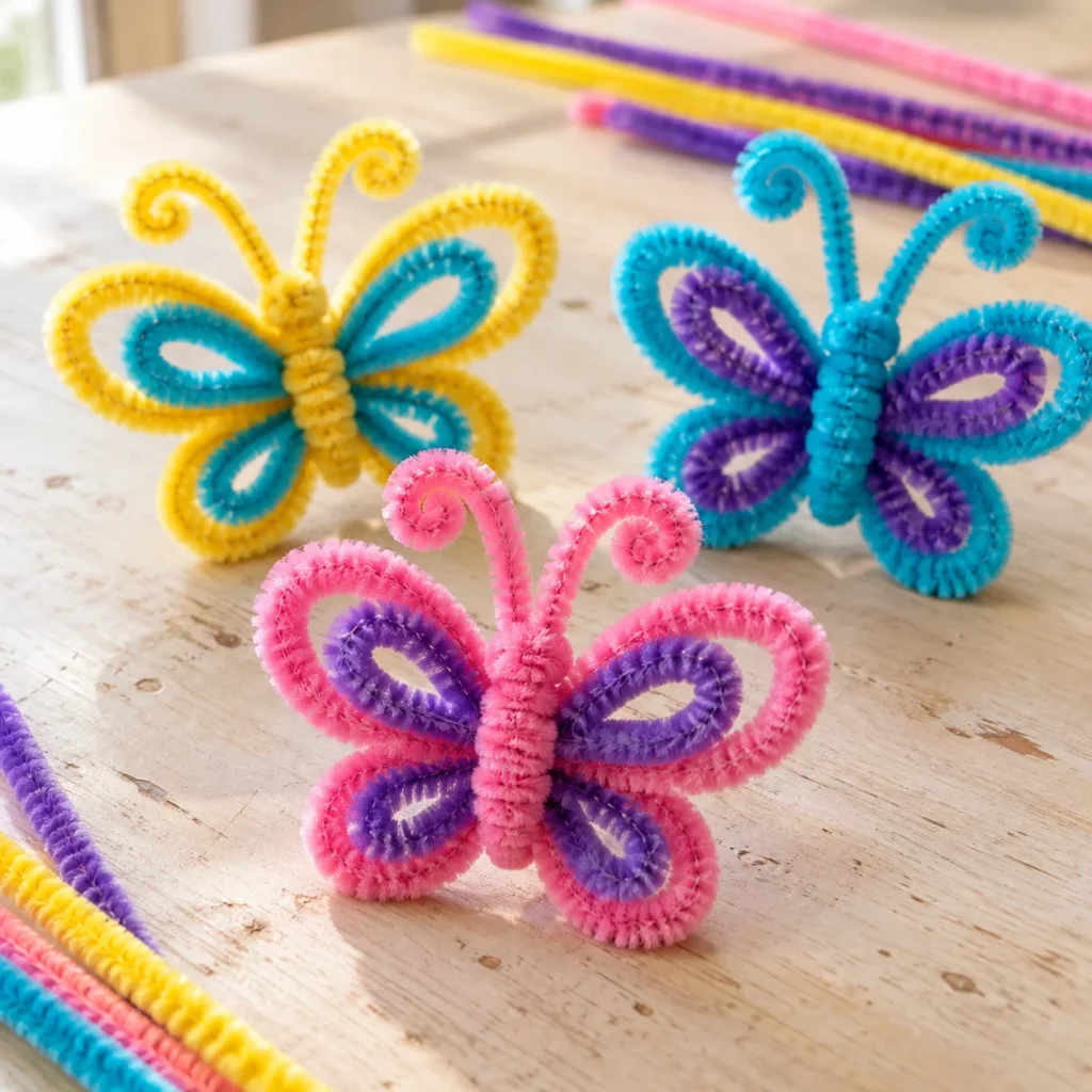 Colorful pipe cleaner crafts for kids