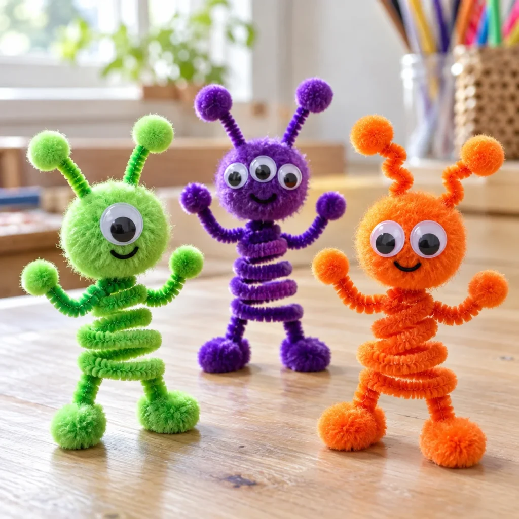 Colorful pipe cleaner crafts for kids