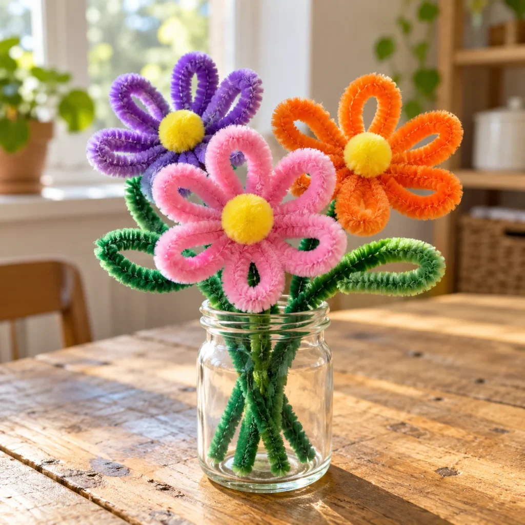 Colorful pipe cleaner crafts for kids