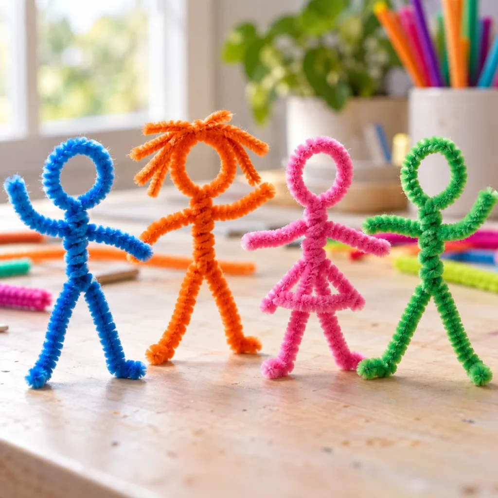 Colorful pipe cleaner crafts for kids
