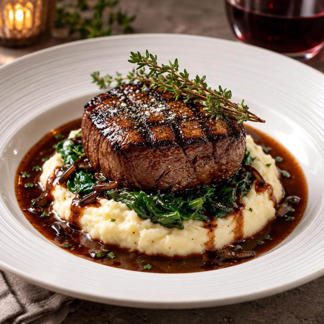 Grilled Filet Mignon with Porcini Bordelaise