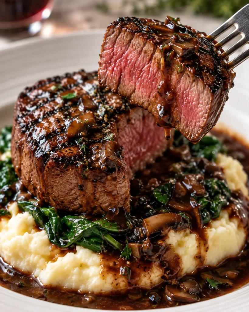 Grilled Filet Mignon with Porcini Bordelaise