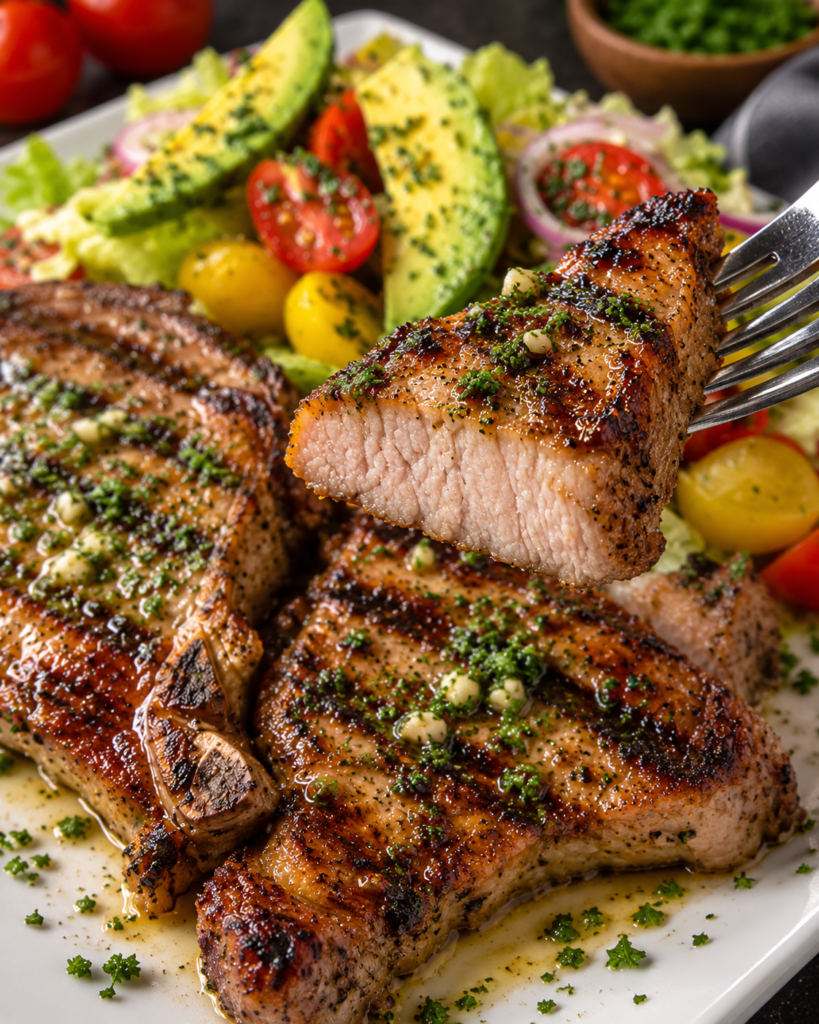 Grilled Pork Chops with Avocado Salad