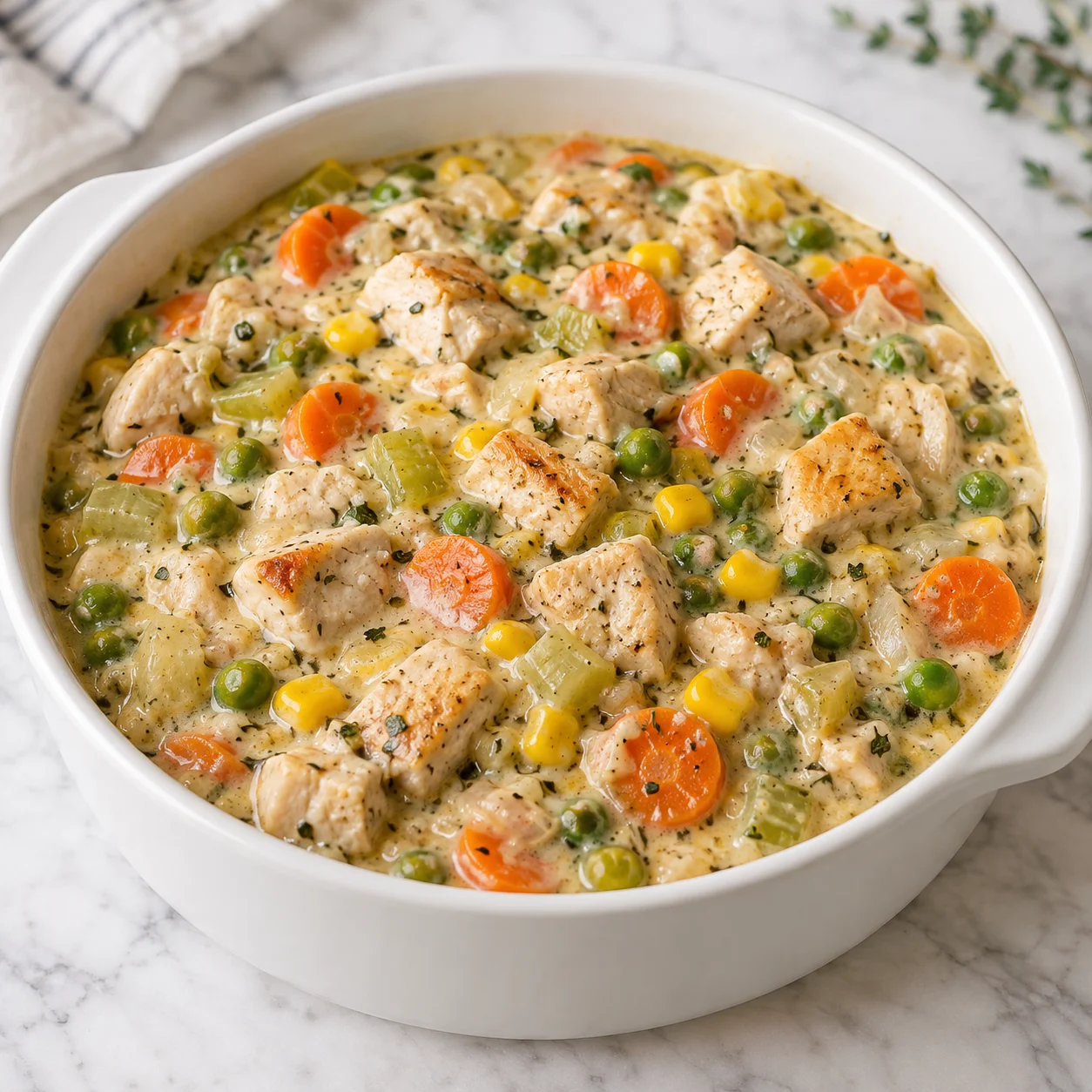 High Protein Crustless Chicken Pot Pie (35 mins)