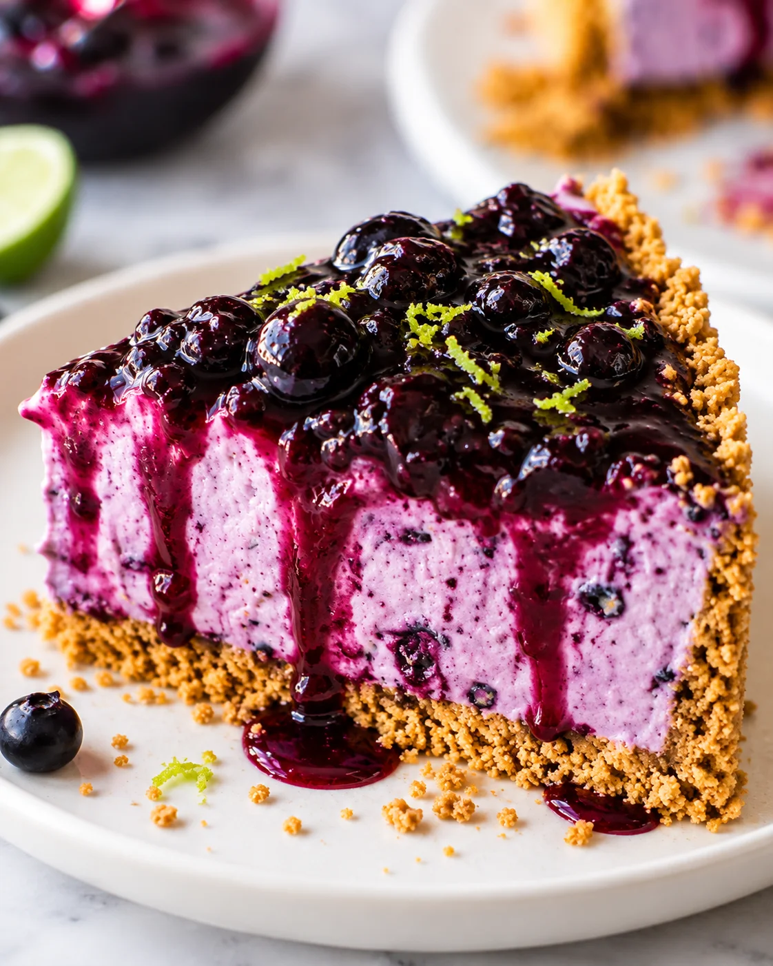 No Bake Blueberry Lime Cheesecake