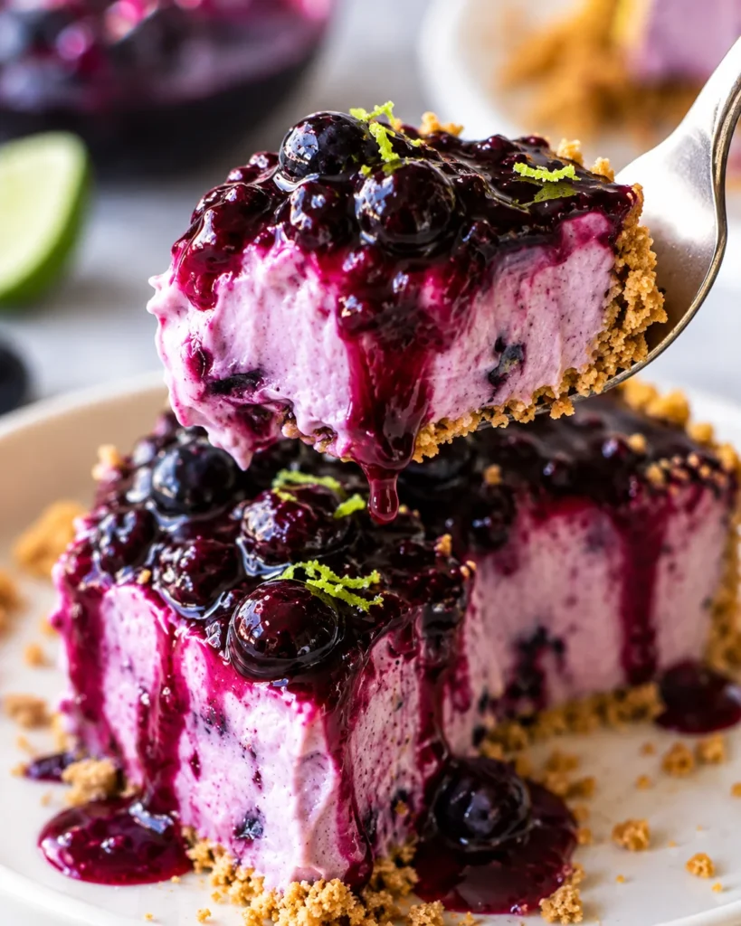 No Bake Blueberry Lime Cheesecake