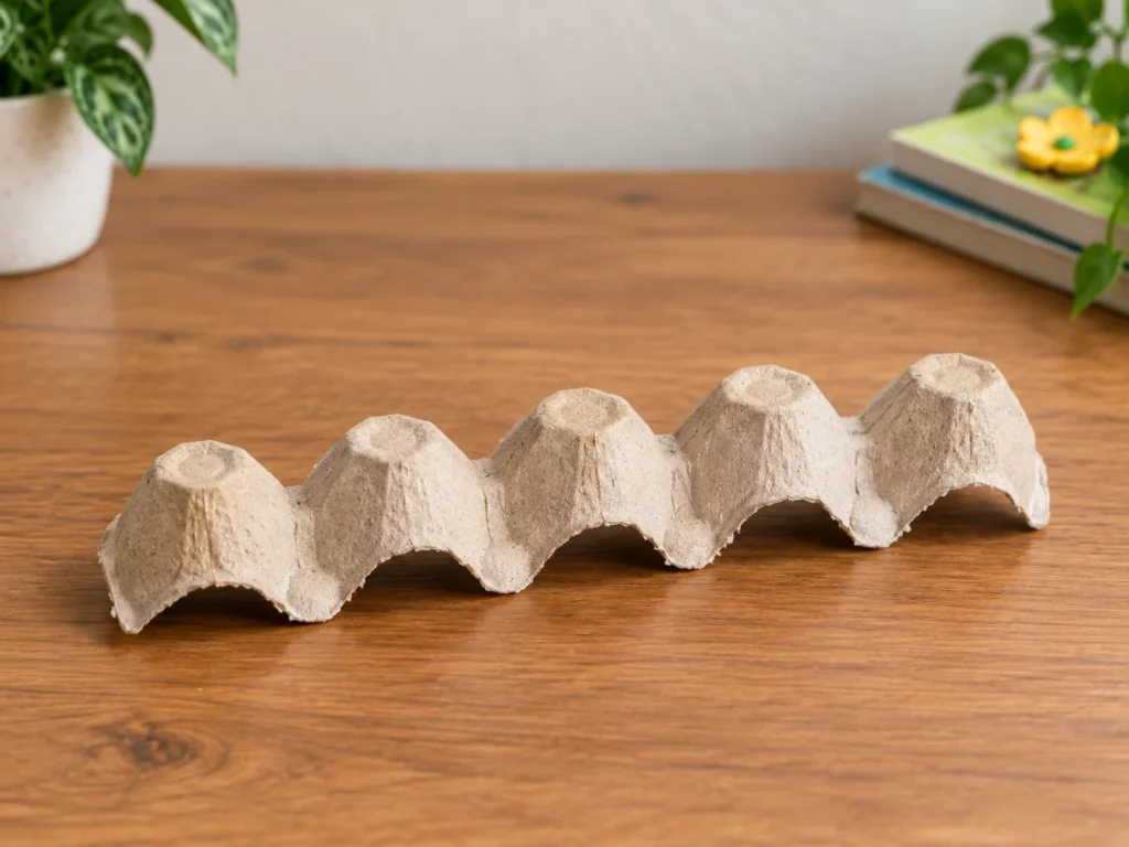 Colorful DIY egg carton caterpillar craft for kids with rainbow painted bodies, googly eyes, pipe cleaner antennae, and pom pom feet, an easy recycled craft activity.