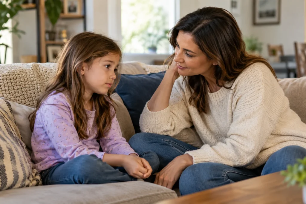 Parents and a teacher supporting young children as they express their feelings, practice respectful communication, take turns, ask for help, and share their artwork.